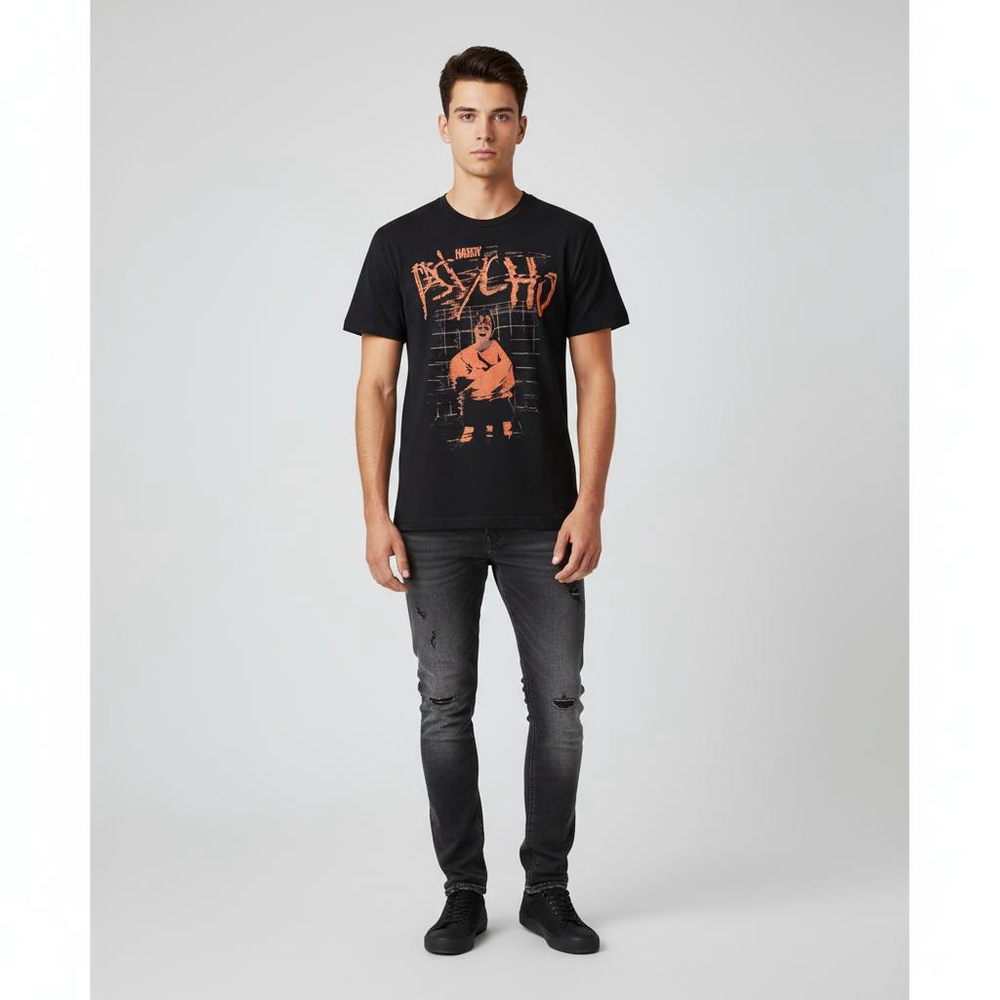 Men's Hardy Psycho Graphic Tee M Black Orange Short Sleeve